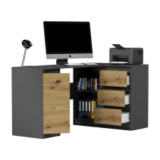 Mobene Modern sarok számítógépasztal N12 - antracit - artisan tölgy íróasztal