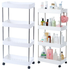 Mobile Shelf 4 Shelves White on Wheels fürdőszoba bútor