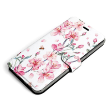Mobiwear Apple iPhone 13 flip tok - M124S, rózsaszín virágok tok és táska