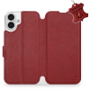 Mobiwear Apple iPhone 16 Plus sötétpiros bőr flip tok - L_DRS (5906511375413)