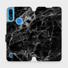 Mobiwear Flip case for Motorola Moto E7 Power - V056P Black Marble (5903516685110)