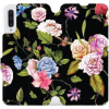 Mobiwear Flip case for Samsung Galaxy A50 - VD07S Roses and flowers on black background (5903226860852)