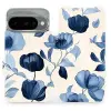 Mobiwear Flip Google Pixel 10 kék virágok tok