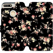 Mobiwear Flipové pouzdro na mobil Huawei Y6 Prime 2018 - VD02S Květy na černé tok és táska