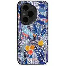 Mobiwear Glossy Honor 400 Pro kék virágok fényes tok tok és táska