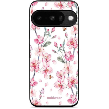 Mobiwear Glossy lesklé pouzdro na Google Pixel 10 růžové květy tok és táska