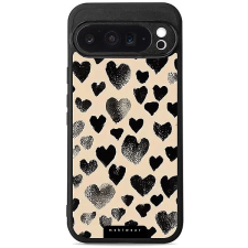 Mobiwear Glossy lesklé pouzdro na Google Pixel 9 Pro XL černá srdíčka tok és táska