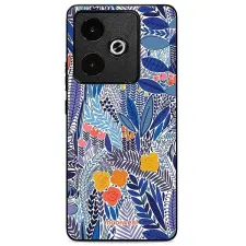 Mobiwear Glossy Realme GT 7T kék virágok fényes tok tok és táska