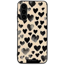Mobiwear Glossy Samsung Galaxy A17 / A17 5G fekete szívecskék fényes tok tok és táska