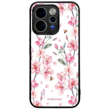 Mobiwear Glossy Vivo V70 5G fényes tok - G033G, rózsaszín virágok tok és táska