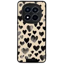 Mobiwear Glossy Xiaomi Redmi Note 15 Pro 5G fekete szívecskék fényes tok tok és táska