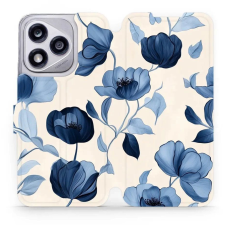Mobiwear Honor 400 Lite flip tok - kék virágok (5907861003216) tok és táska