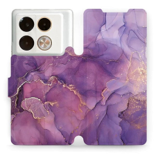 Mobiwear Infinix Note 40 Pro / Note 40 Pro+ 5G flip tok - lila márvány tok és táska
