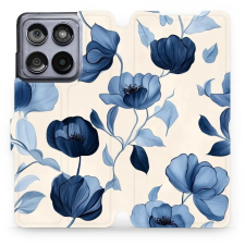 Mobiwear Motorola Edge 60 Fusion flip tok - kék virágok (5907861001571) tok és táska