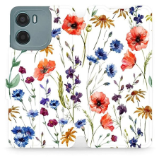 Mobiwear Motorola Moto E15 flip tok - mezei virágok tok és táska