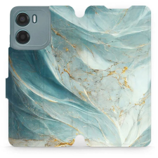 Mobiwear Motorola Moto G05 flip tok - zöldes márvány (5906511822368) tok és táska