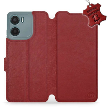 Mobiwear Motorola Moto G05 sötétpiros bőr flip tok tok és táska