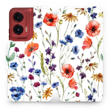Mobiwear Motorola Moto G35 flip tok - mezei virágok (5906511903319) tok és táska