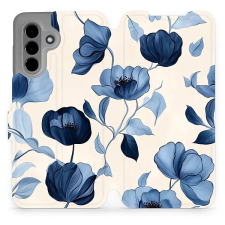 Mobiwear Samsung Galaxy A26 flip tok - kék virágok tok és táska