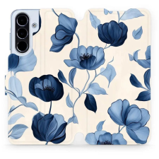Mobiwear Samsung Galaxy A56 flip tok - kék virágok (5906511806498) tok és táska