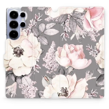 Mobiwear Samsung Galaxy S25 Ultra flip tok - virágok tok és táska