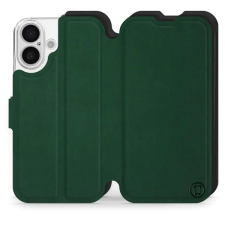 Mobiwear Soft Touch Apple iPhone 16 zöld / fekete flip tok tok és táska