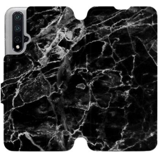 Mobiwear V056P Honor 20 fekete márványmintás flipes tok tok és táska