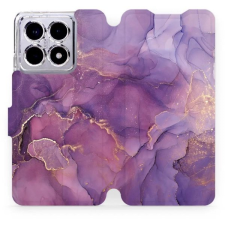 Mobiwear Xiaomi 14T flip tok - lila márvány tok és táska