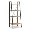  Modern 4 Szintes Létrás Könyvespolc és Dekorációs Állvány 147cm - Világos Barna/Fekete SZ51JBR