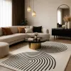 Modern fekete-fehér absztrakt szőnyeg – puha, elegáns nappali szőnyeg, texturált minimalista designer szőnyeg ,TÖBB MÉRETBEN , 16900-52900Ft- ig