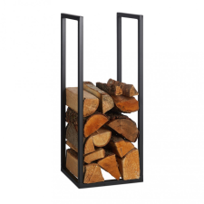 Modern fém tűzifatároló állvány fekete 75x30x30 cm kerti tárolás