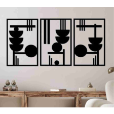  Modern geometrikus 3 részes falikép fából grafika, keretezett kép