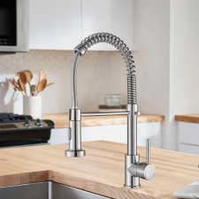  Modern, konyhai csaptelep kihúzható zuhanyfejjel ezüst nikkel LD123413 csaptelep