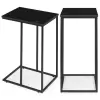 ModernHome Dohányzóasztal, ModernHome BJ403066CT, fekete, 40 x 30 cm, téglalap alakú, magasság: 66 cm, fém váz, márványhatású asztallap, csúszásgátló lábak