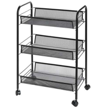 ModernHome Fém konyhai 3 szintes zsúrkocsi, 63,5 cm, fekete bútor