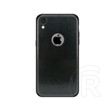 MOFI Apple iPhone XR tok (szilikon keret, bőr hatású hátlap, fekete) tok és táska