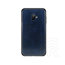 MOFI Samsung Galaxy J6+ tok (szilikon keret, bőr hatású hátlap, sötétkék) tok és táska