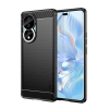 MOFI szilikon telefonvédő (közepesen ütésálló, légpárnás sarok, szálcsiszolt, karbon minta) FEKETE Honor 90 5G