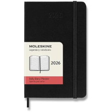 Moleskine 2026 S napi, kemény borító, fekete naptár, kalendárium