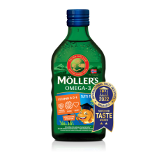 Möllers Möllers omega-3 halolaj étrend-kiegészítő a, d és e-vitaminnal, tutti-frutti ízesítéssel 250 ml gyógyhatású készítmény