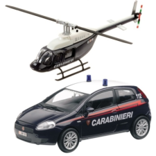 Mondo Toys Carabinieri Fiat Bravo és helikopter fém modell szett 1/43 helikopter és repülő