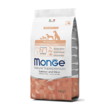  Monge All Breeds Puppy & Junior Salmon and Rice kutyatáp – 12 kg kutyaeledel