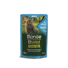 Monge BWild Grain Free Adult nedves macskaeledel - szardella zöldségekkel 85 g macskaeledel