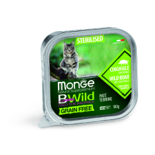  Monge BWild Grain Free Paté Terrine Sterilised - vaddisznó zöldségekkel 100 g macskaeledel