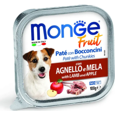 Monge Dog Fruit Paté&amp;Chunkies bárány-alma 100 g kutyaeledel
