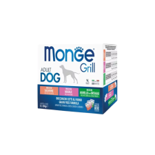 Monge Dog Grill Lazac, Sertés és Bárány nedveseledel 12x100g kutyaeledel
