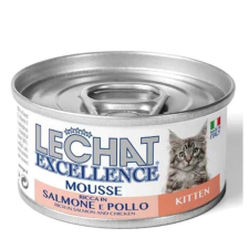 Monge Lechat Excellence Mousse hab állagú konzerv lazaccal és csirkehússal kölyökmacskáknak 85g macskaeledel