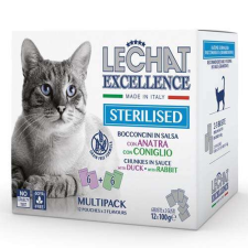 MONGE LECHAT EXCELLENCE STERILIZED kacsa/nyúl multi pack 12x100g alutasak macskaeledel