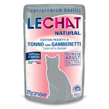 MONGE LECHAT NATURAL tonhal és garnéla 80g szuper prémium alutasak felnőtt macskáknak macskaeledel