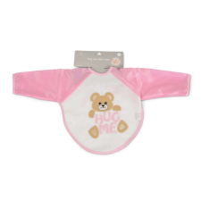 Moni Bear előke hosszú ujjal, macis mintával, pvc/textil pink előke